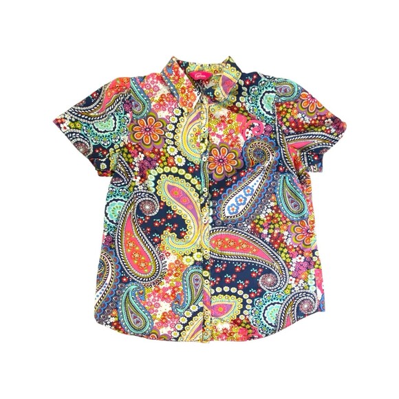 Pappagallo Button Up Shirt Women’s Large Colorful Floral Paisley Print - Picture 6 of 8
